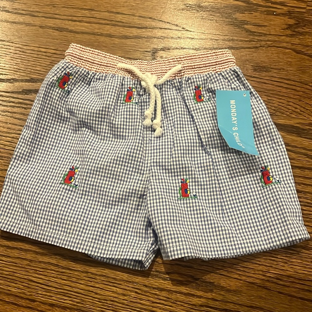 NWT Toddler Golf Theme Swim Trunks - Monday’s Child 3T